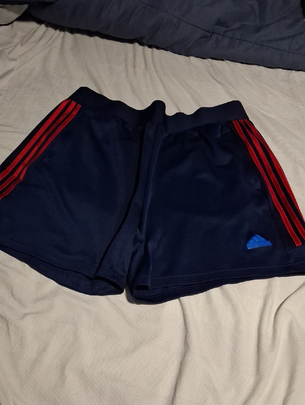 Adidas Navy Shorts with Red Side Stripes